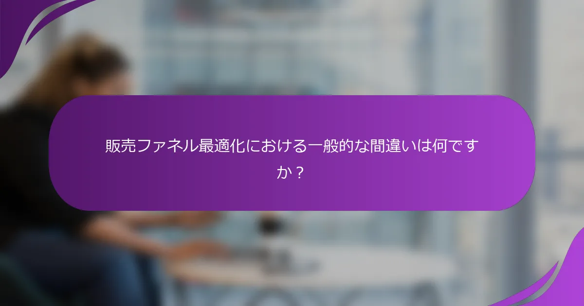 販売ファネル最適化における一般的な間違いは何ですか?