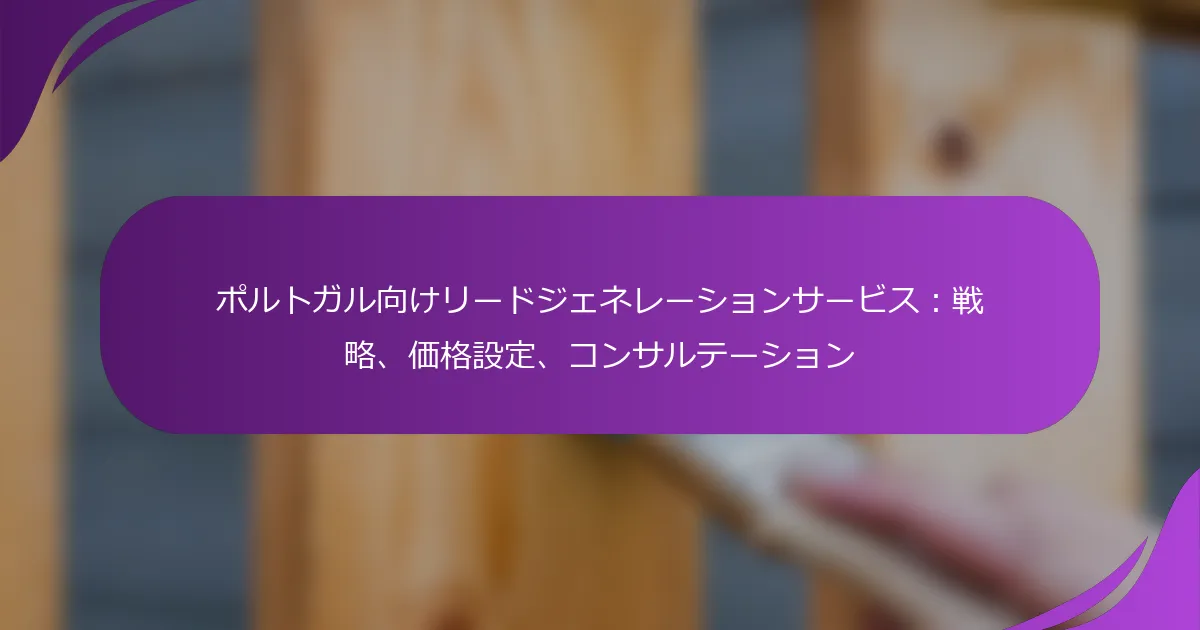 ポルトガル向けリードジェネレーションサービス：戦略、価格設定、コンサルテーション