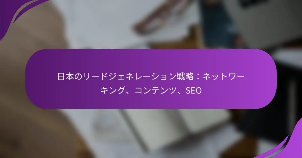 日本のリードジェネレーション戦略:ネットワーキング、コンテンツ、SEO