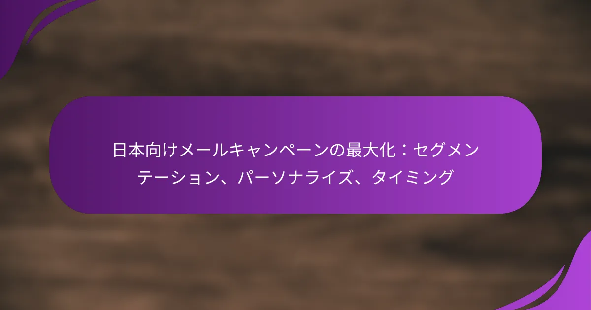 日本向けメールキャンペーンの最大化：セグメンテーション、パーソナライズ、タイミング