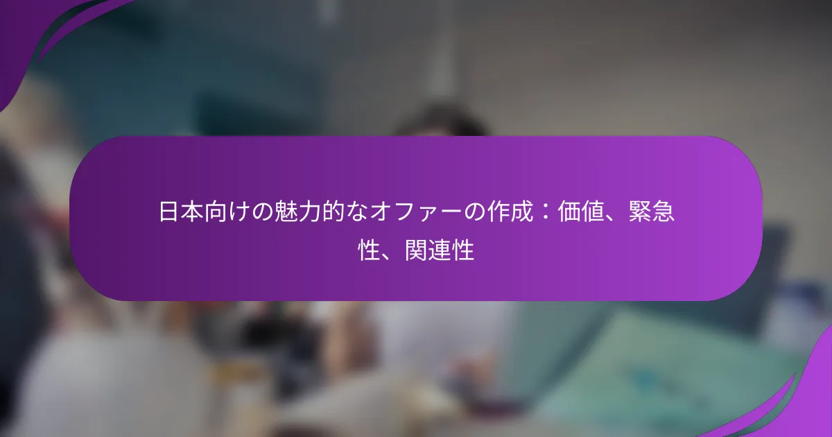 日本向けの魅力的なオファーの作成：価値、緊急性、関連性