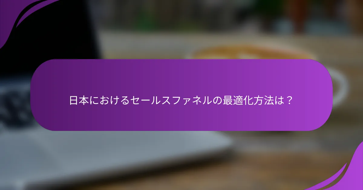 日本におけるセールスファネルの最適化方法は?