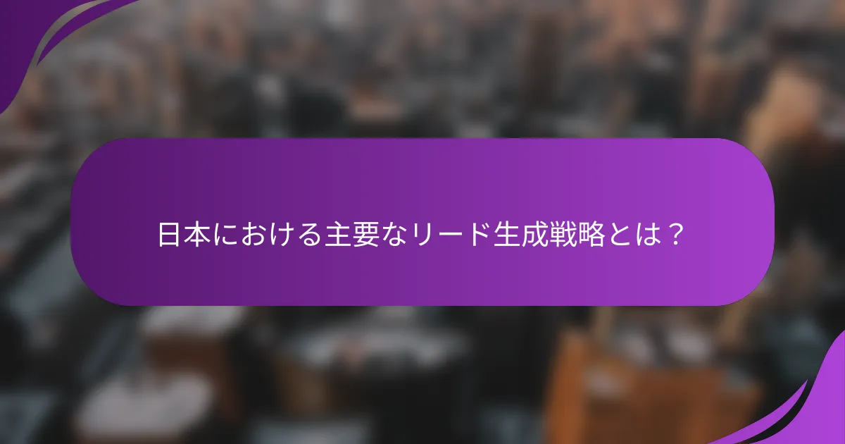 日本における主要なリード生成戦略とは?