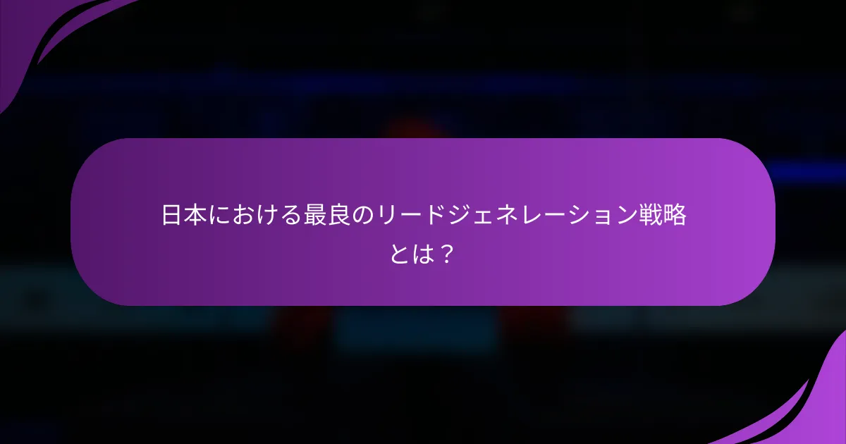 日本における最良のリードジェネレーション戦略とは？