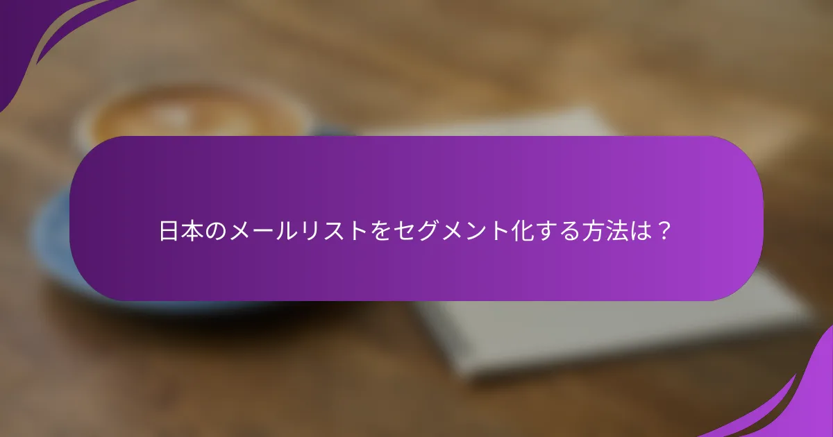 日本のメールリストをセグメント化する方法は?