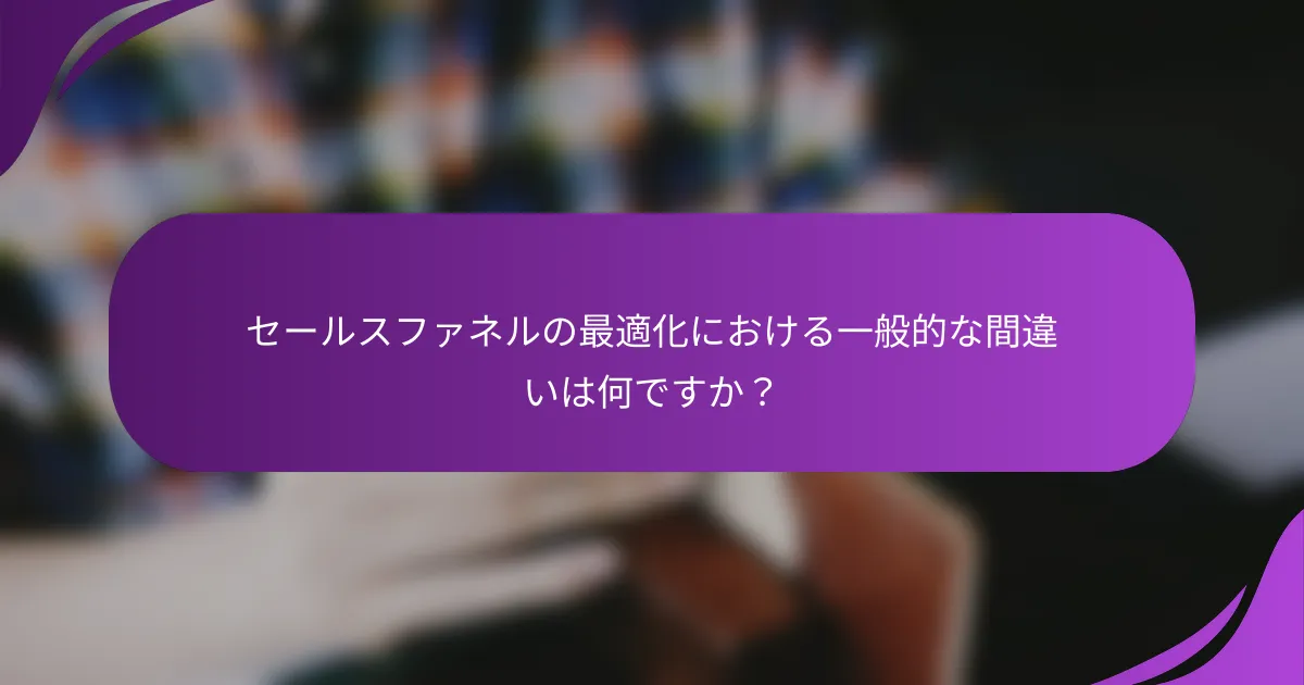 セールスファネルの最適化における一般的な間違いは何ですか？